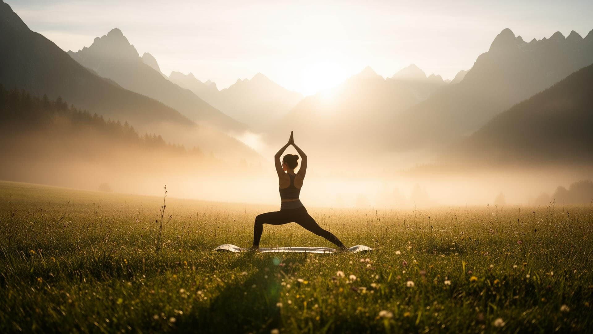 Практика йоги в гірському пейзажі